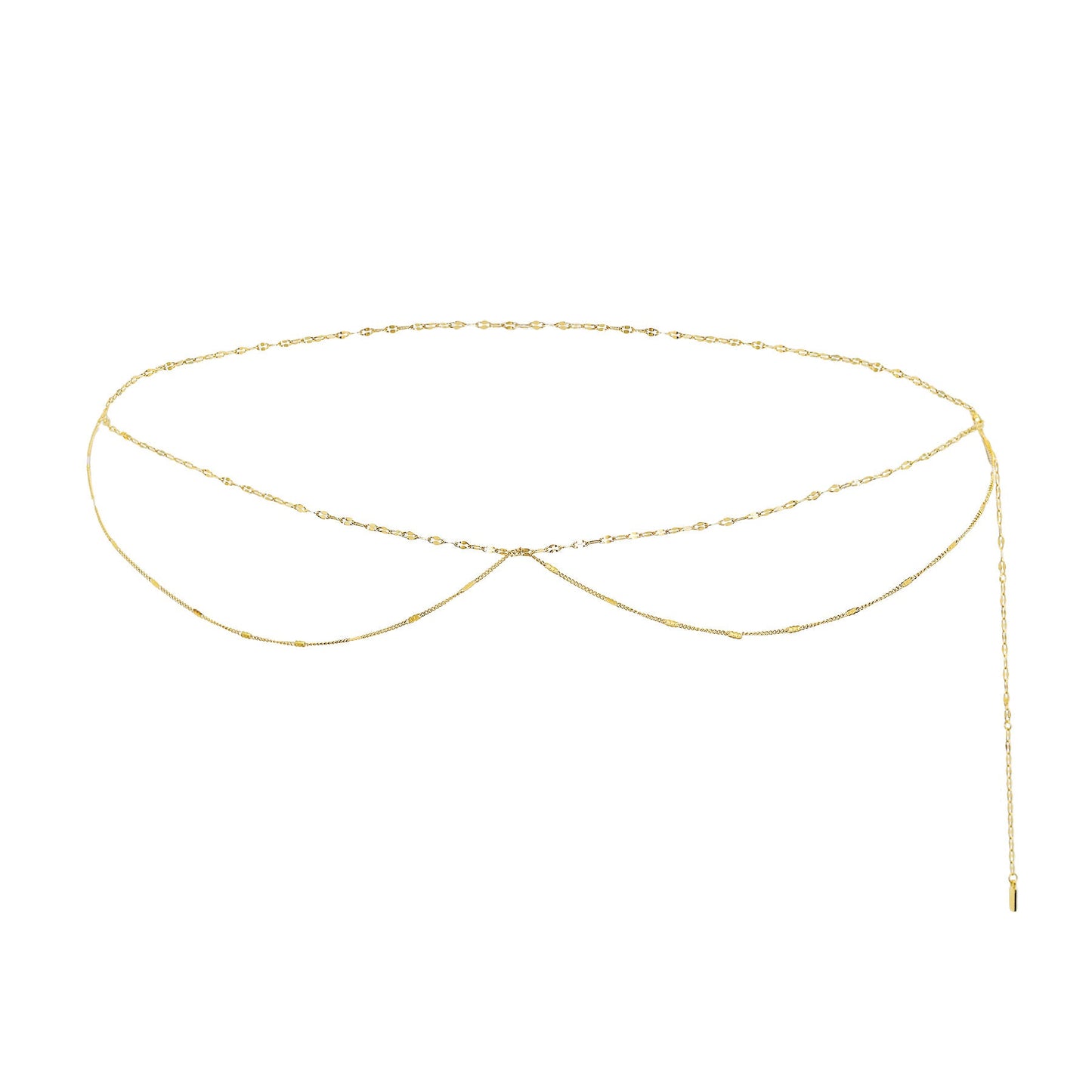 Layered Rolo and Starburst Belly Chain Waterproof