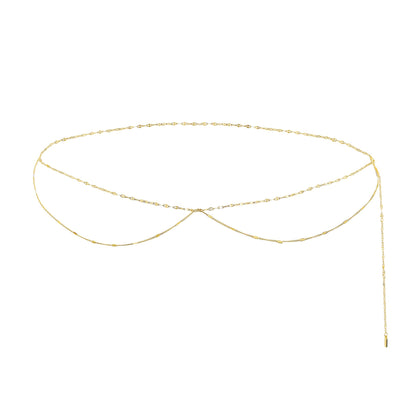Layered Rolo and Starburst Belly Chain Waterproof