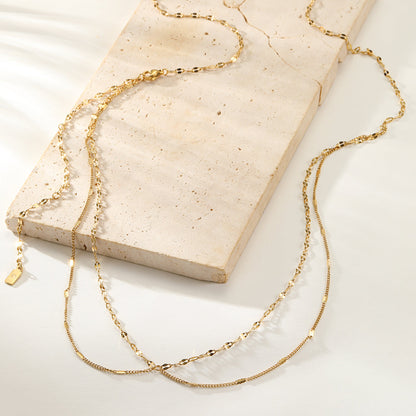 Layered Rolo and Starburst Belly Chain Waterproof