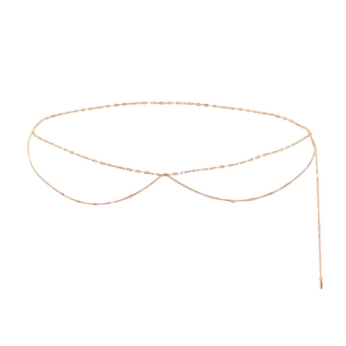 Layered Rolo and Starburst Belly Chain Waterproof