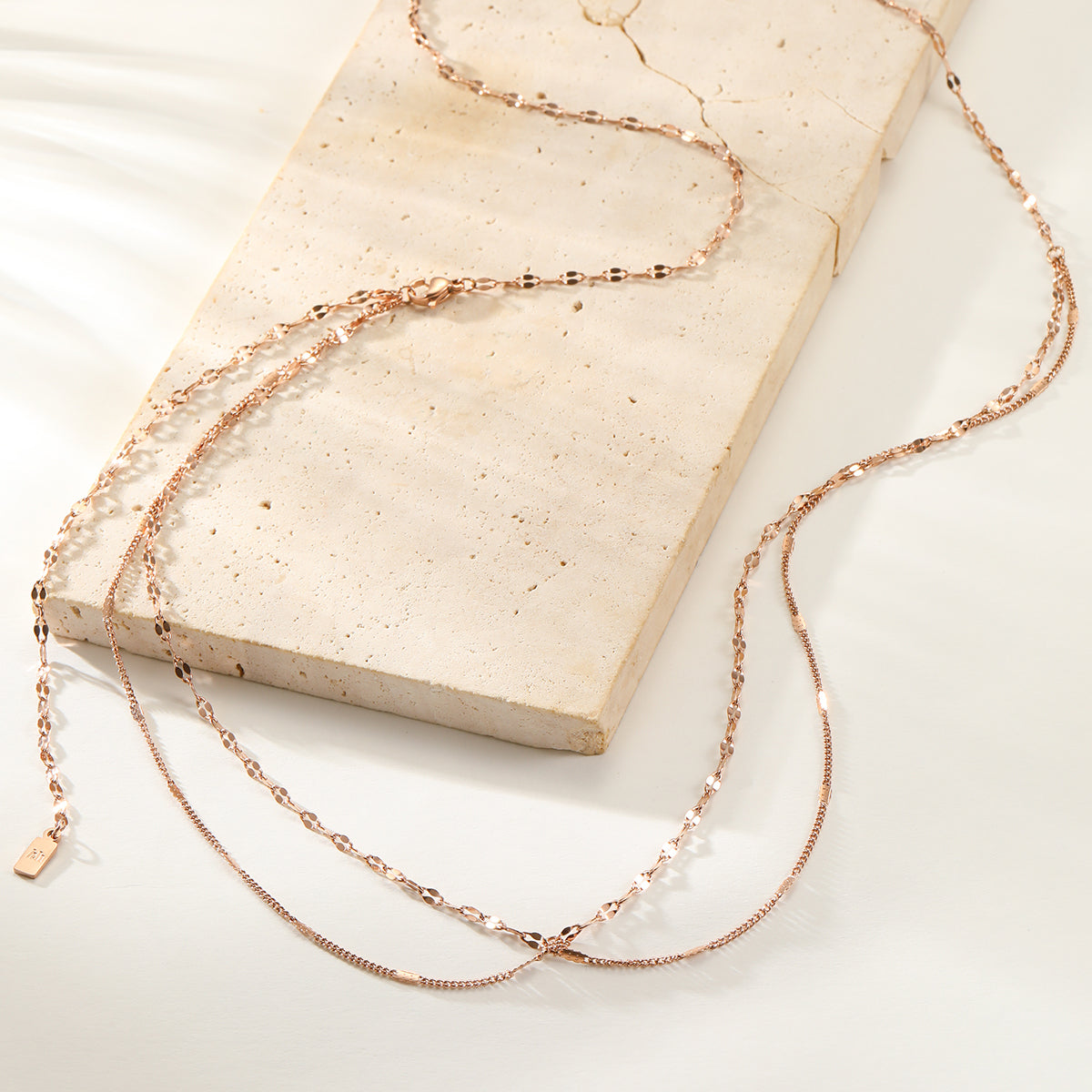 Layered Rolo and Starburst Belly Chain Waterproof