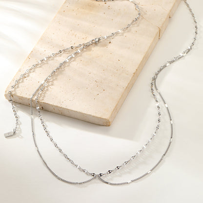 Layered Rolo and Starburst Belly Chain Waterproof