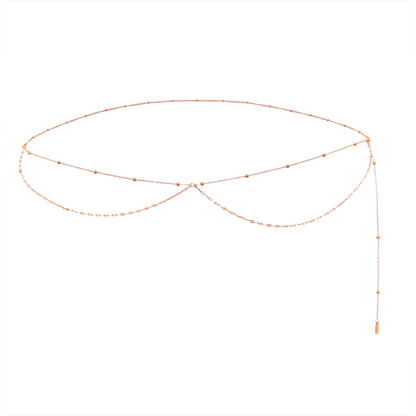 Layered Satellite and Rolo Belly Chain Waterproof