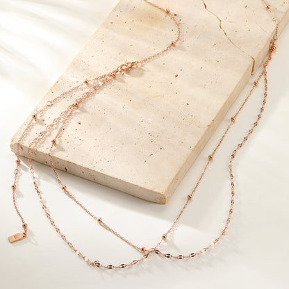 Layered Satellite and Rolo Belly Chain Waterproof