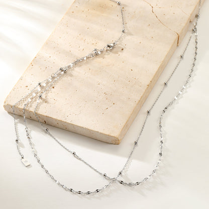 Layered Satellite and Rolo Belly Chain Waterproof