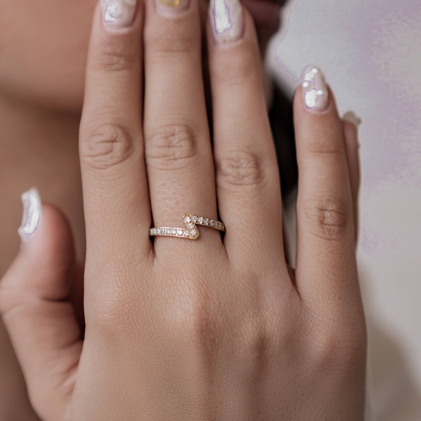 Lightning Bolt Gemstone Ring Stainless Steel