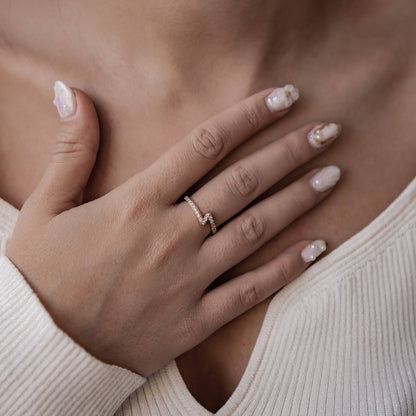 Lightning Bolt Gemstone Ring Stainless Steel
