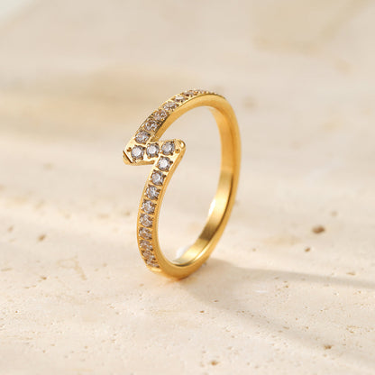 Lightning Bolt Gemstone Ring Stainless Steel