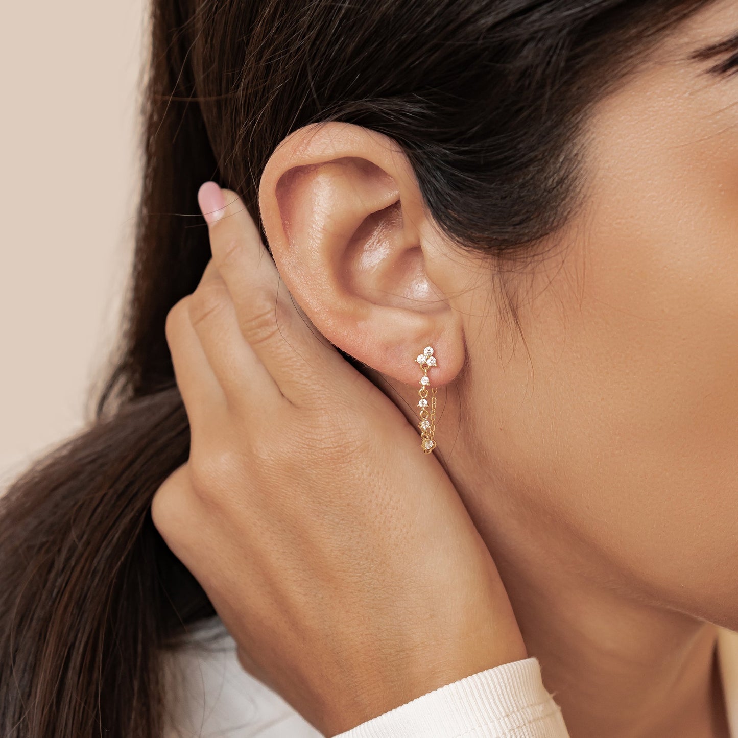 Lily Blossom Chain Earrings Sterling Silver