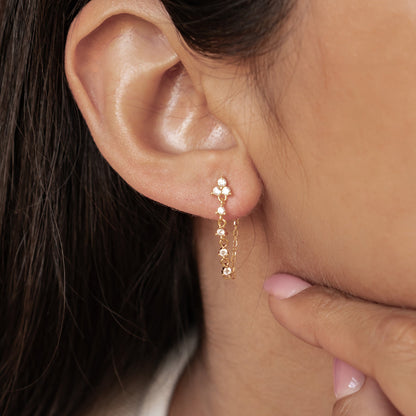 Lily Blossom Chain Earrings Sterling Silver