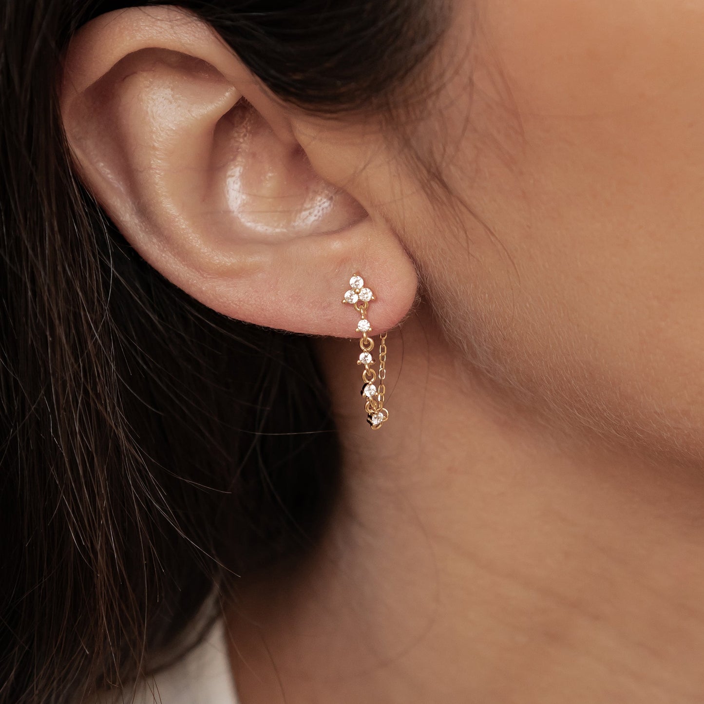 Lily Blossom Chain Earrings Sterling Silver