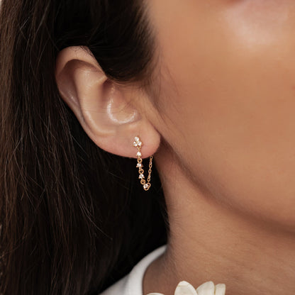 Lily Blossom Chain Earrings Sterling Silver