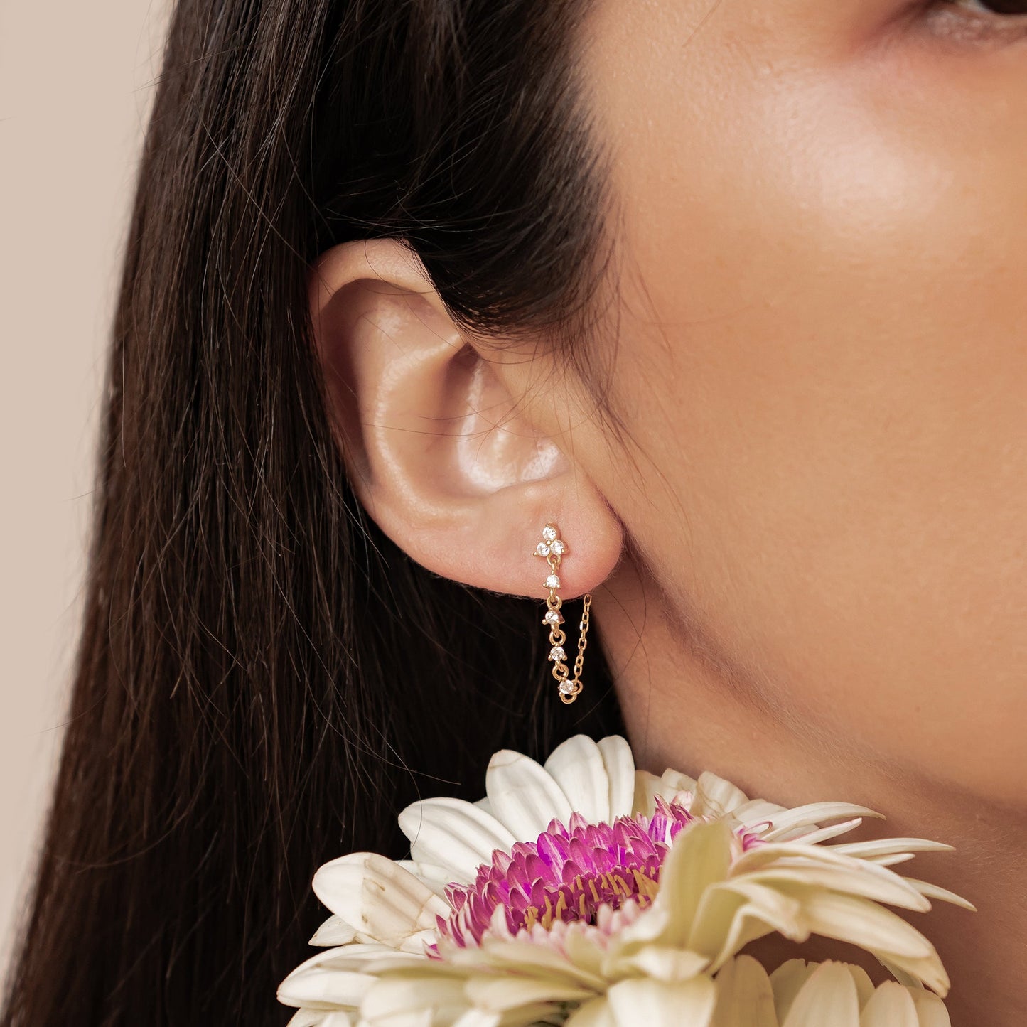 Lily Blossom Chain Earrings Sterling Silver