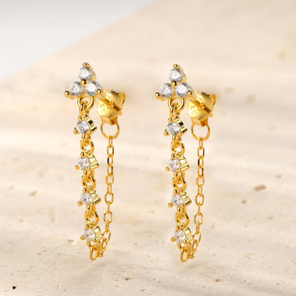 Lily Blossom Chain Earrings Sterling Silver