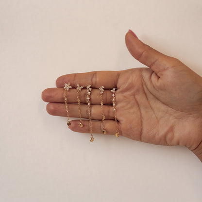 Lily Blossom Chain Earrings Sterling Silver