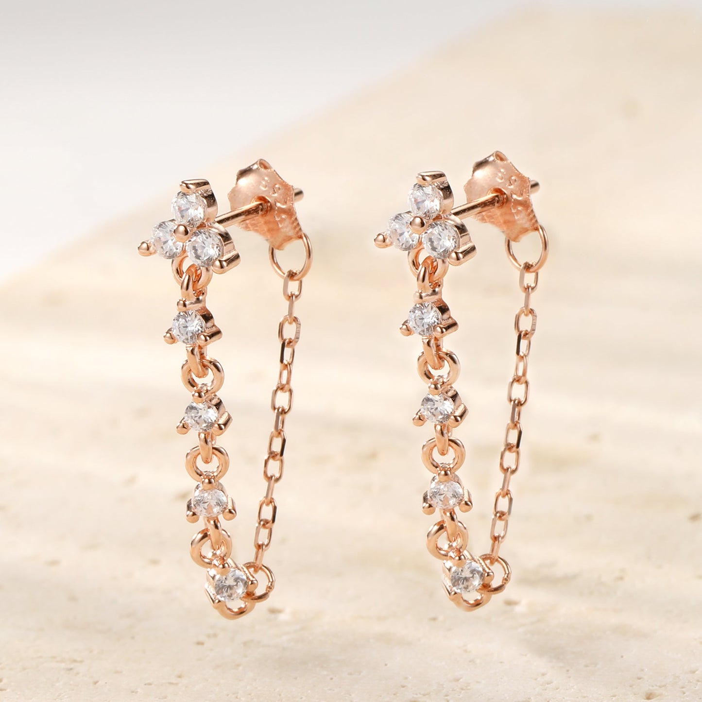 Lily Blossom Chain Earrings Sterling Silver