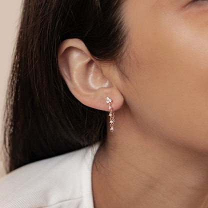 Lily Blossom Chain Earrings Sterling Silver