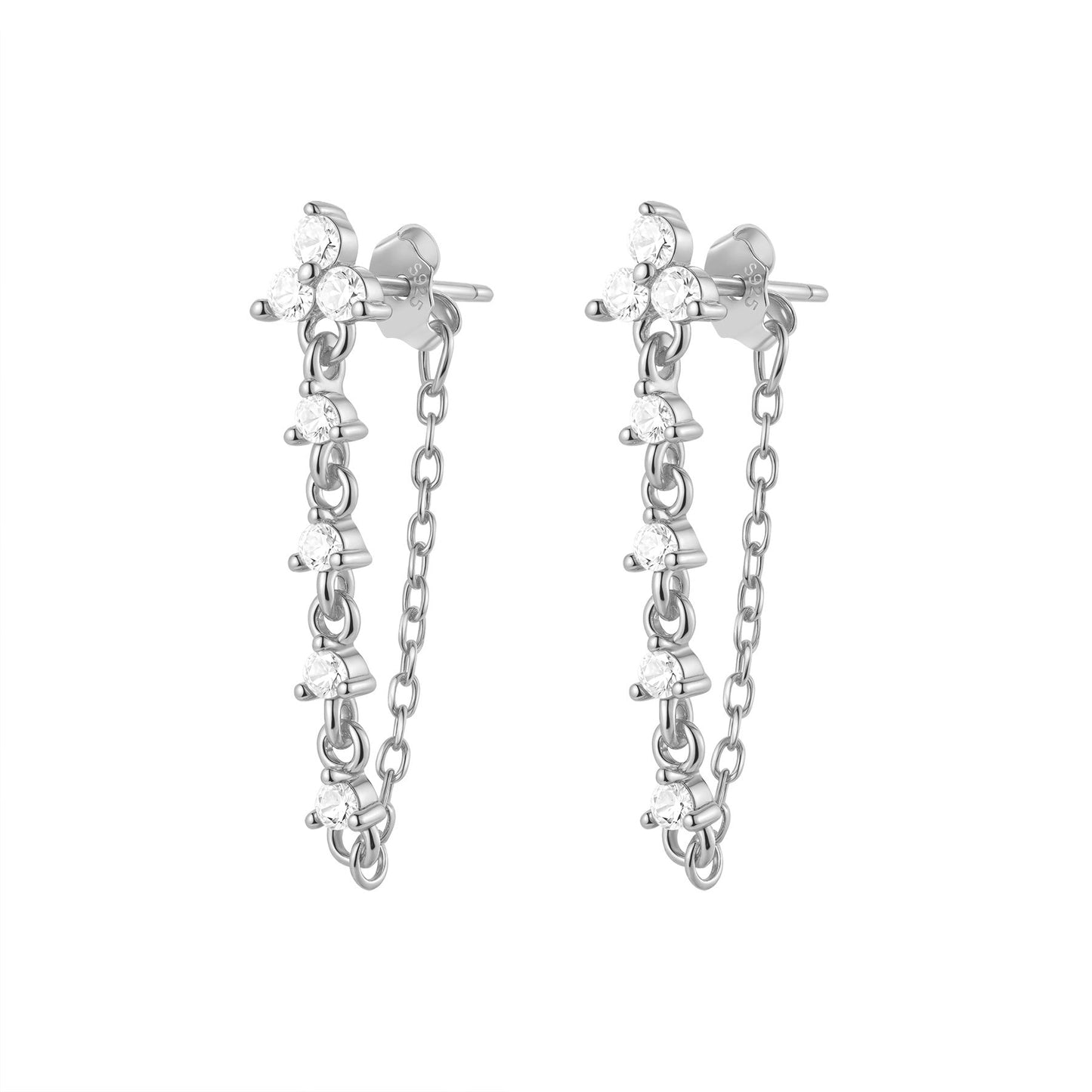 Lily Blossom Chain Earrings Sterling Silver