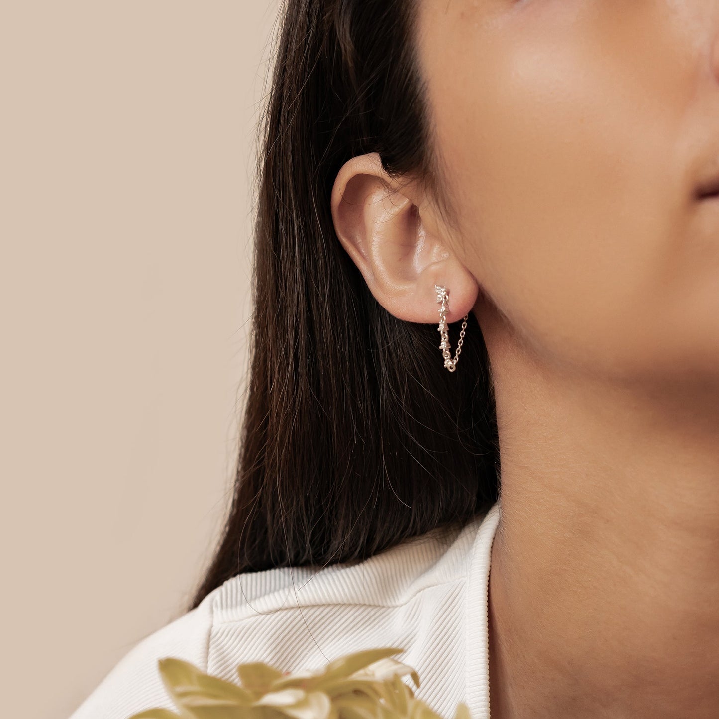 Lily Blossom Chain Earrings Sterling Silver