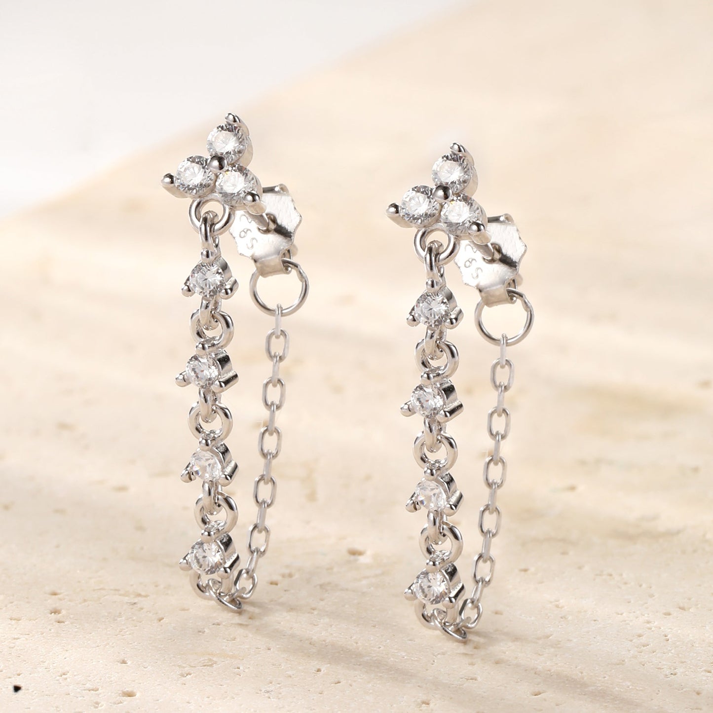 Lily Blossom Chain Earrings Sterling Silver