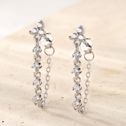 Lily Blossom Chain Earrings Sterling Silver