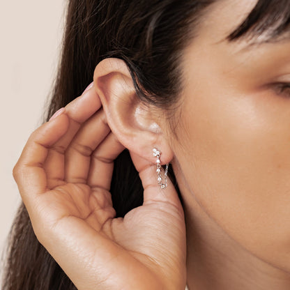 Lily Blossom Chain Earrings Sterling Silver