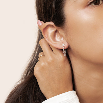 Lily Blossom Chain Earrings Sterling Silver