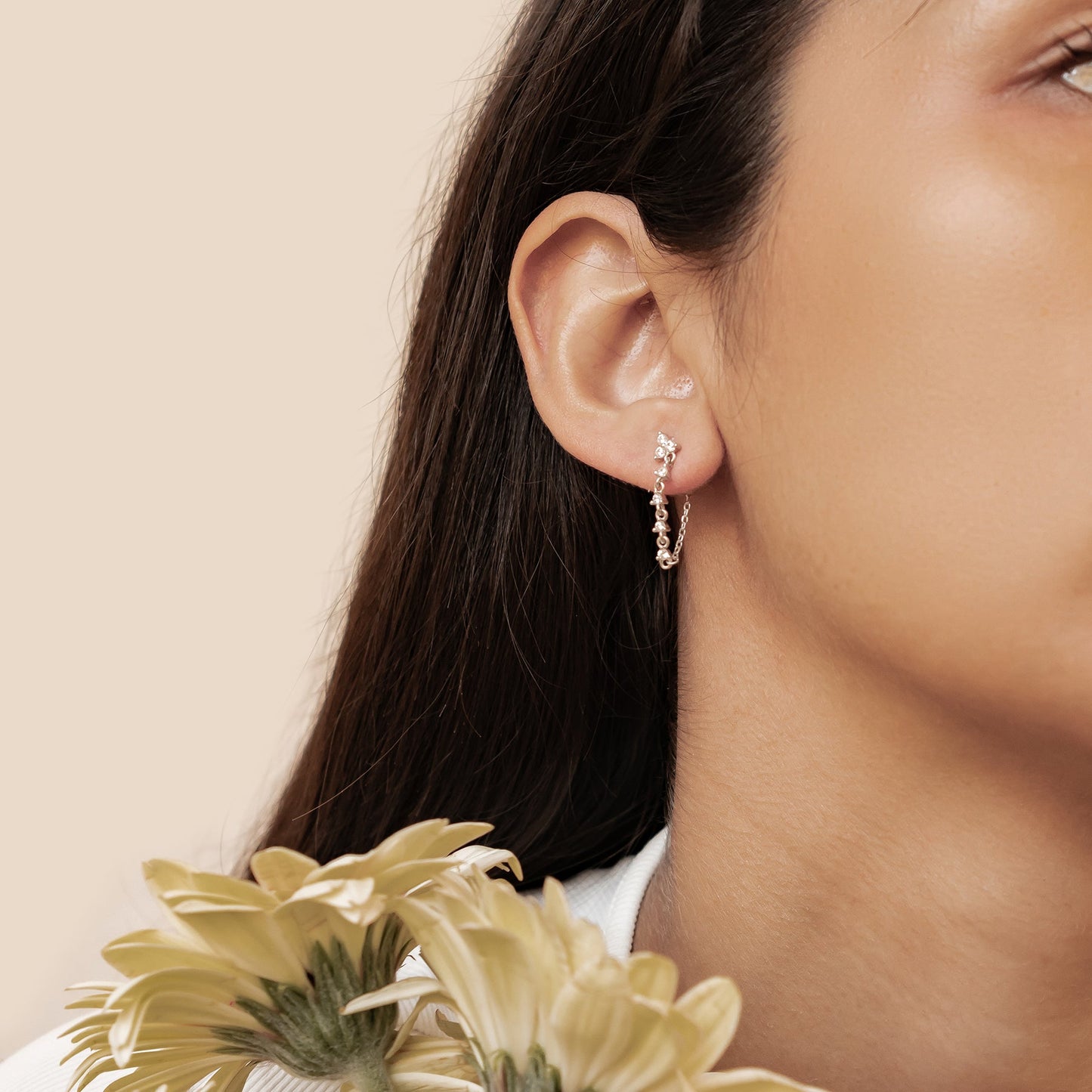 Lily Blossom Chain Earrings Sterling Silver