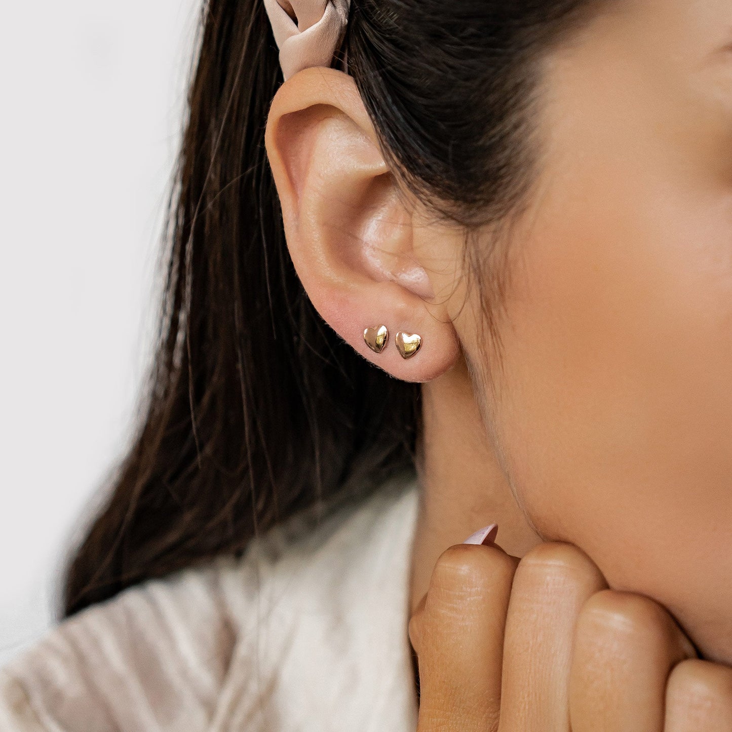 Love Heart Stud Earrings Sterling Silver