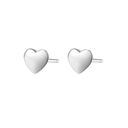 Love Heart Stud Earrings Sterling Silver
