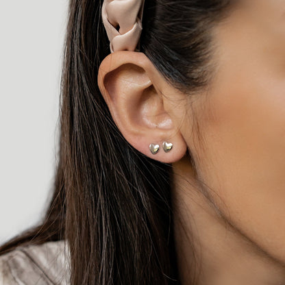Love Heart Stud Earrings Sterling Silver