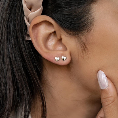 Love Heart Stud Earrings Sterling Silver
