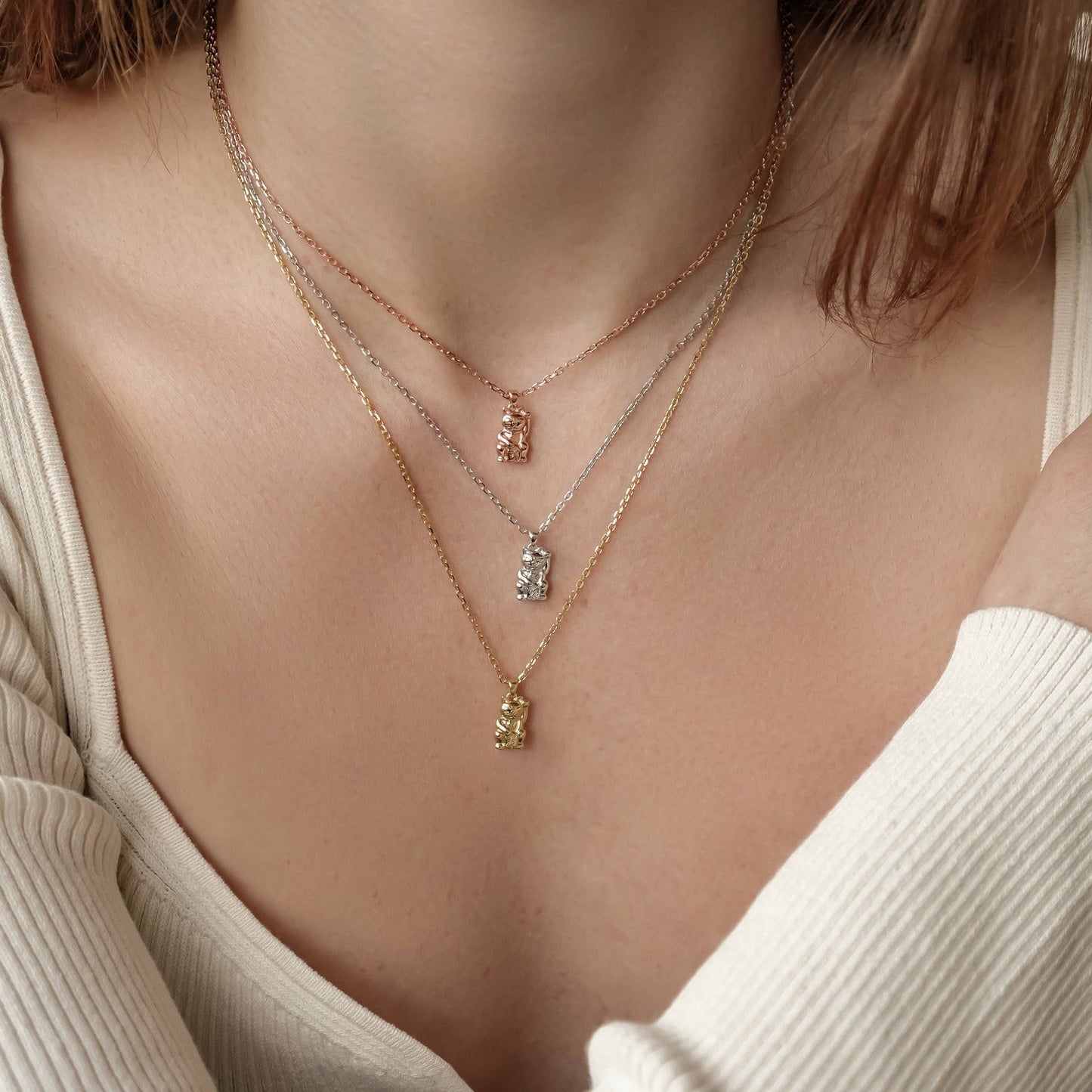 Lucky Cat Pendant Necklace Sterling Silver