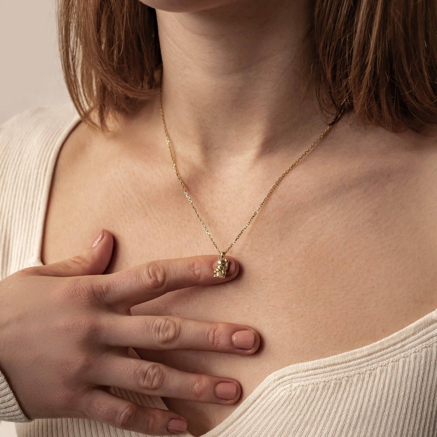 Lucky Cat Pendant Necklace Sterling Silver