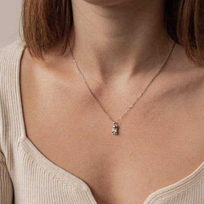 Lucky Cat Pendant Necklace Sterling Silver