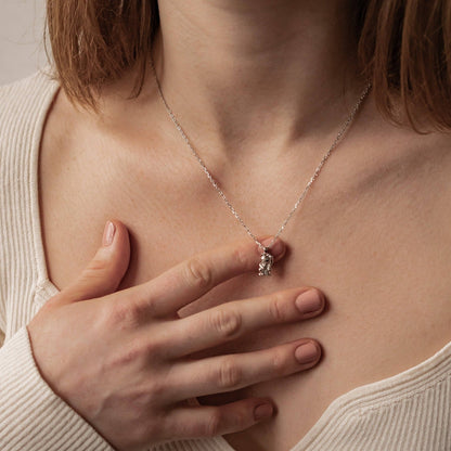 Lucky Cat Pendant Necklace Sterling Silver