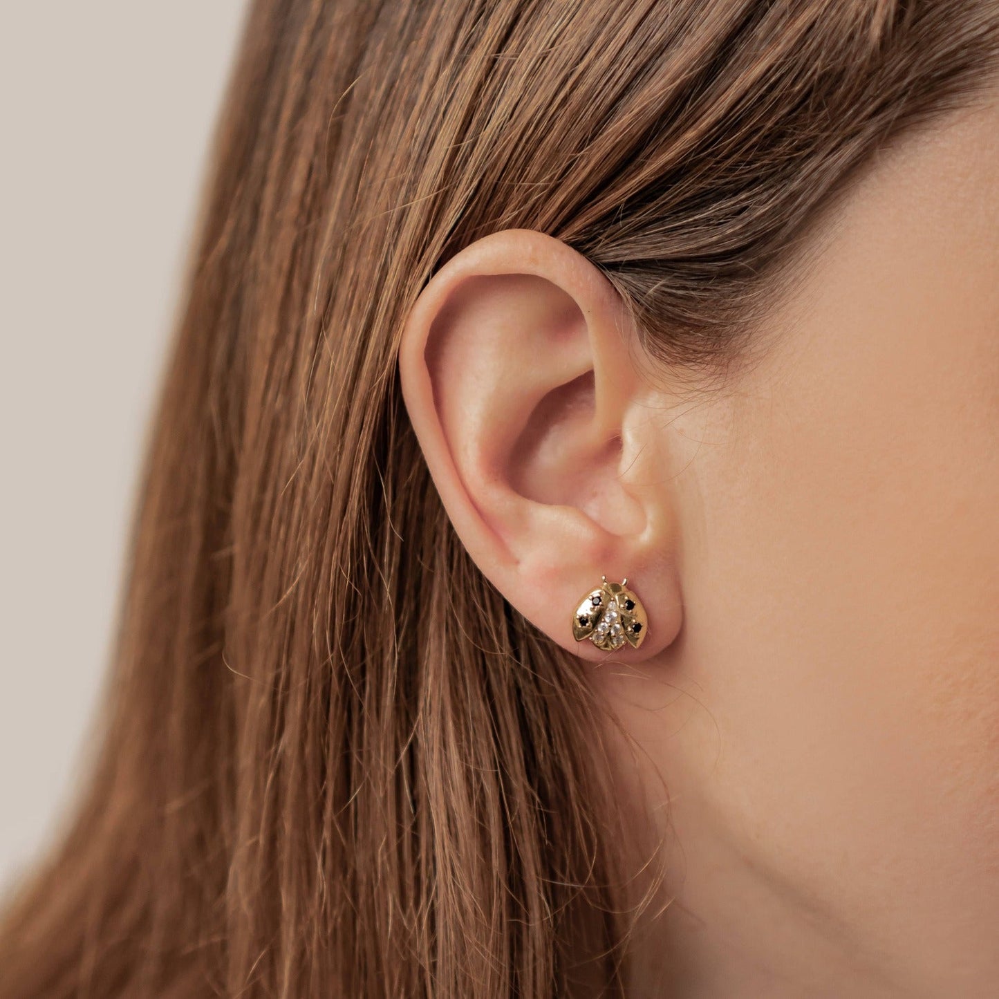 Lucky Ladybug Stud Earrings Sterling Silver