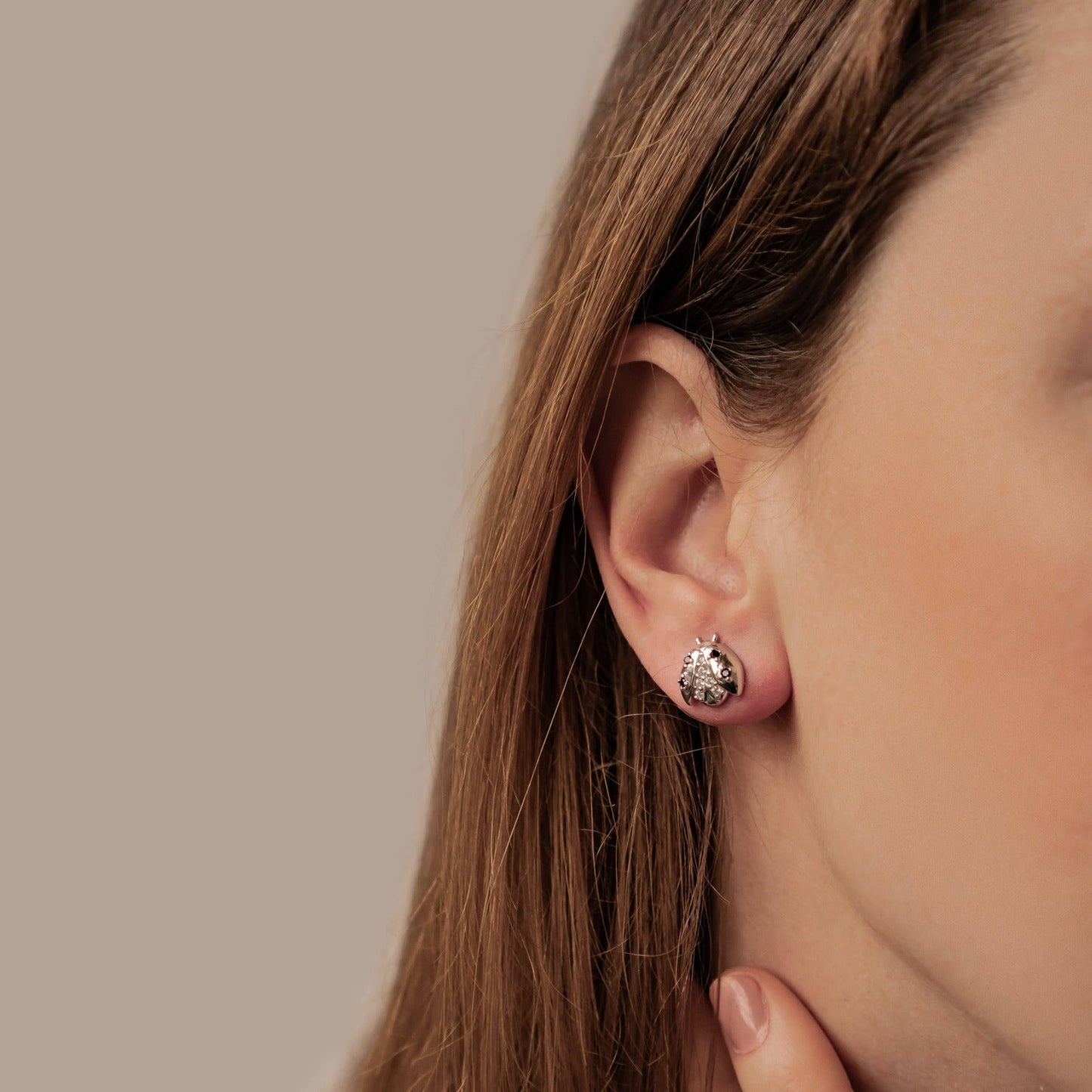 Lucky Ladybug Stud Earrings Sterling Silver