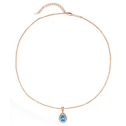 March Aquamarine Birthstone Necklace Sterling Silver