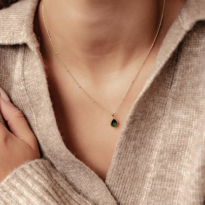 May Emerald Birthstone Necklace Sterling Silver