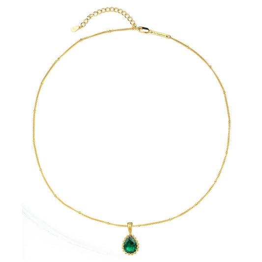 May Emerald Birthstone Necklace Sterling Silver