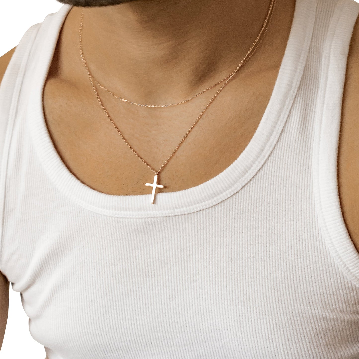 Men Layered Cross Necklace Waterproof