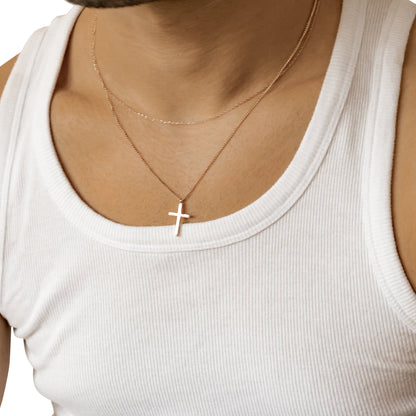 Men Layered Cross Necklace Waterproof