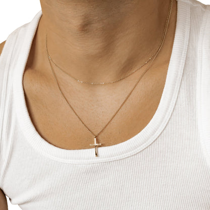 Men Layered Cross Necklace Waterproof
