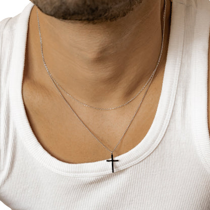 Men Layered Cross Necklace Waterproof