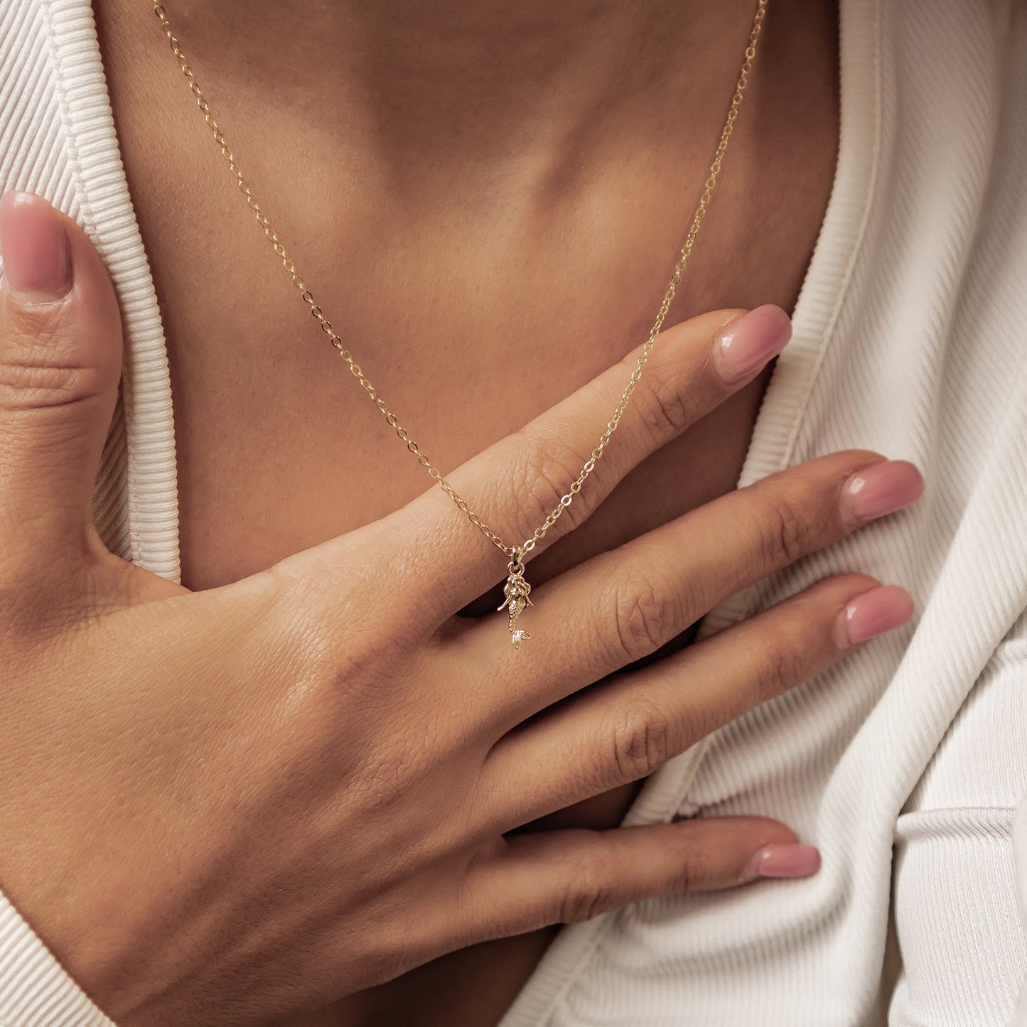 Mermaid Charm Pendant Necklace Sterling Silver