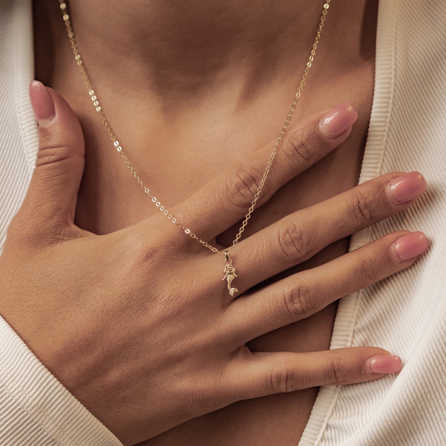 Mermaid Charm Pendant Necklace Sterling Silver