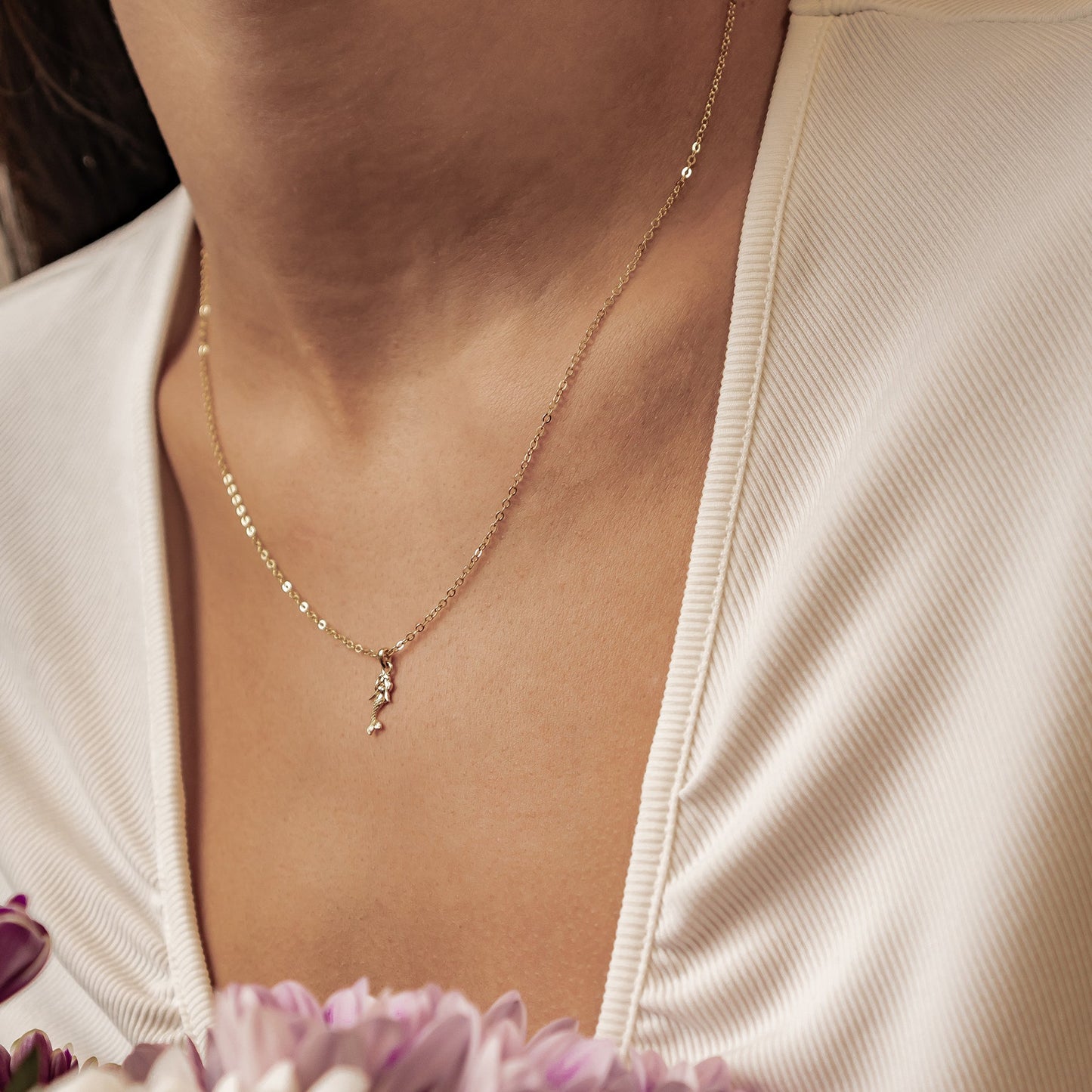 Mermaid Charm Pendant Necklace Sterling Silver