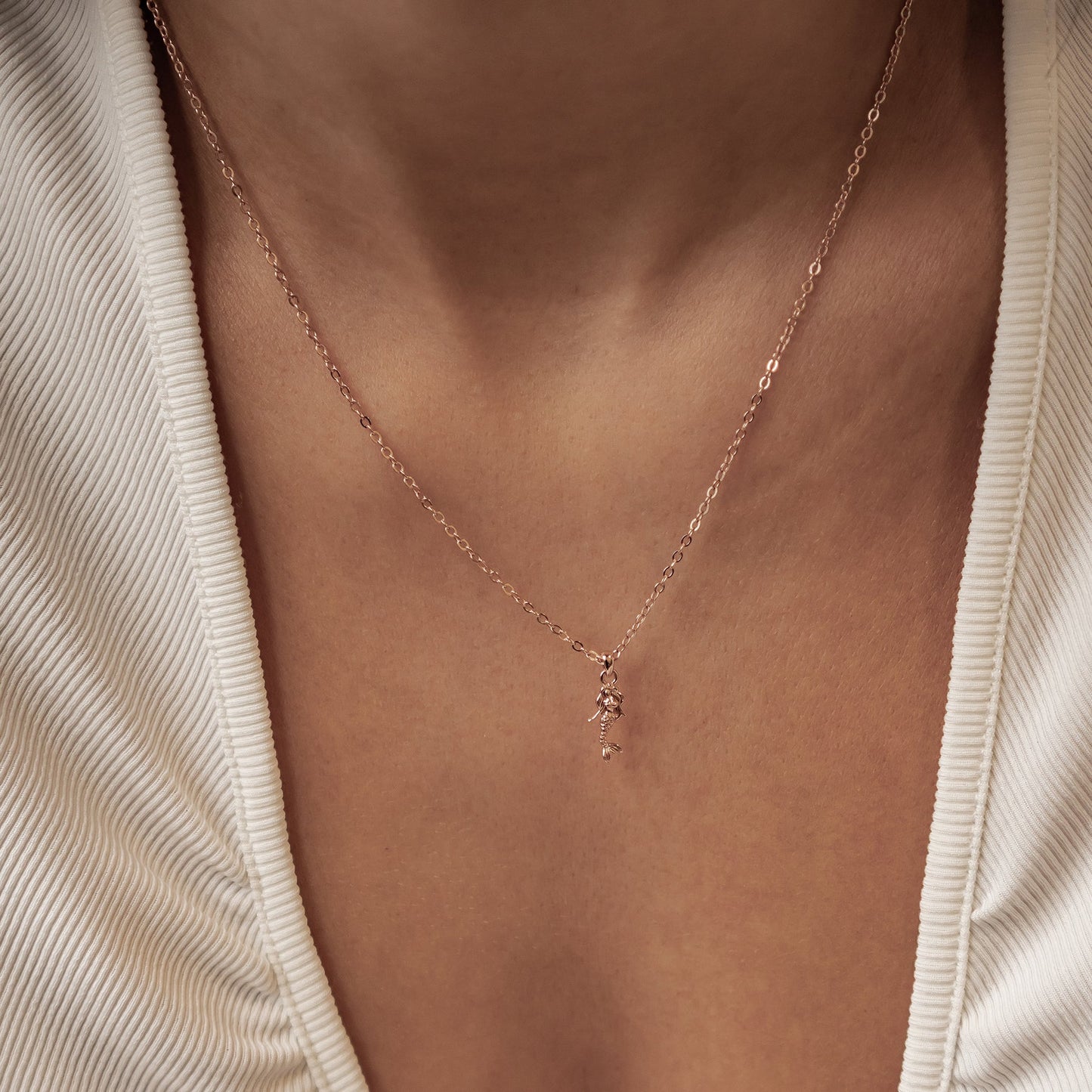 Mermaid Charm Pendant Necklace Sterling Silver