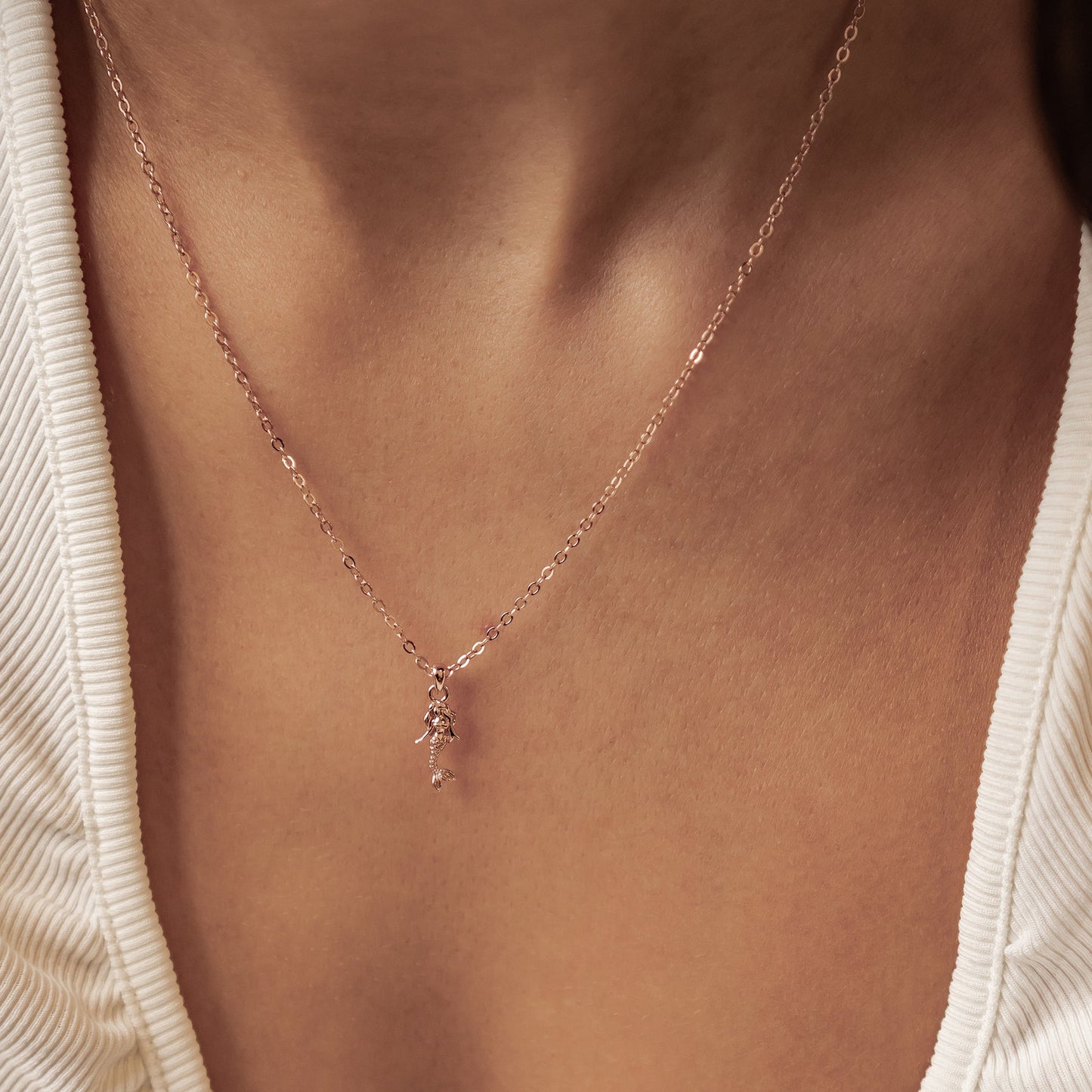 Mermaid Charm Pendant Necklace Sterling Silver